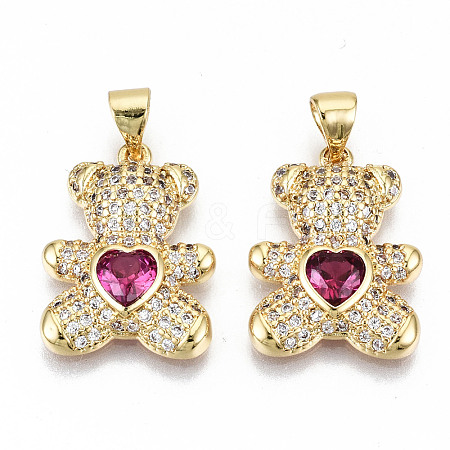Brass Micro Pave Clear Cubic Zirconia Pendants ZIRC-S067-213-NF-1