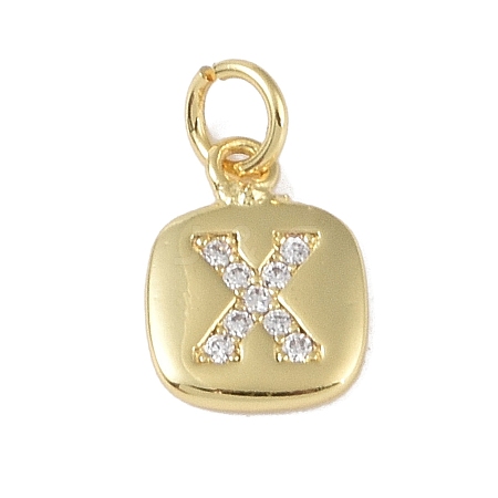 Rack Plating Brass Micro Pave CLear Cubic Zirconia Charms KK-E110-14G-X-1