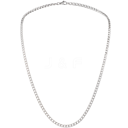 1Pc 304 Stainless Steel Cuban Link Chain Necklaces for Men Women NJEW-BM0001-08C-1