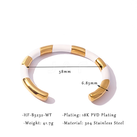 304 Stainless Steel & Enamel Cuff Bangles for Women WG4E59C-01-1