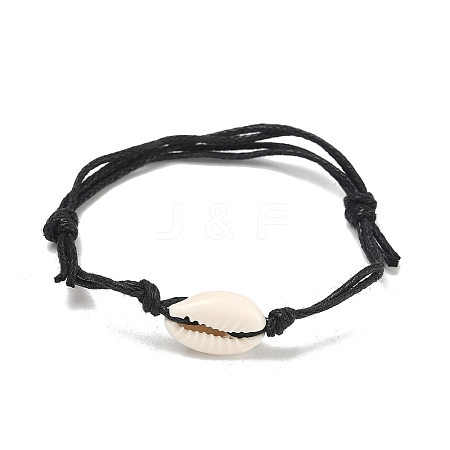 Natural Cowrie Shell Braided Bead Bracelet BJEW-PH01648-02-1