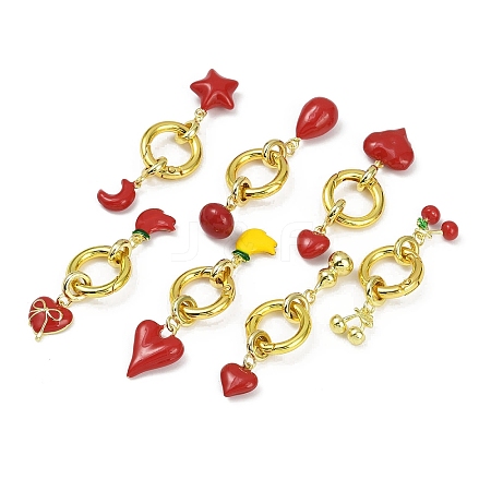 Brass Enamel Spring Gate Rings KK-M322-08G-1