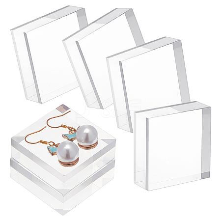 Square Transparent Acrylic Jewelry Display Pedestals ODIS-WH0001-47A-1