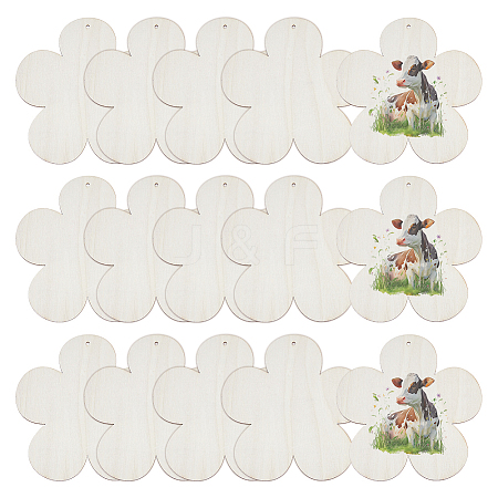 15Pcs Unfinished Wood Pendant Decorations WOOD-DC0001-25C-1