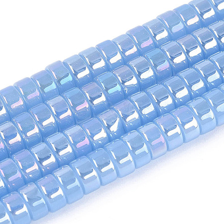 AB Color Plated Imitation Jade Glass Beads Strands GLAA-T026-3x6mm-J04-1