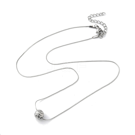 304 Stainless Steel Round Ball Pendant Necklaces for Women NJEW-D056-01B-02P-1