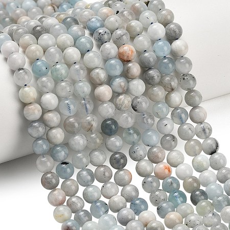 Natural Aquamarine Beads Strands X-G-F591-29A-6mm-02-1