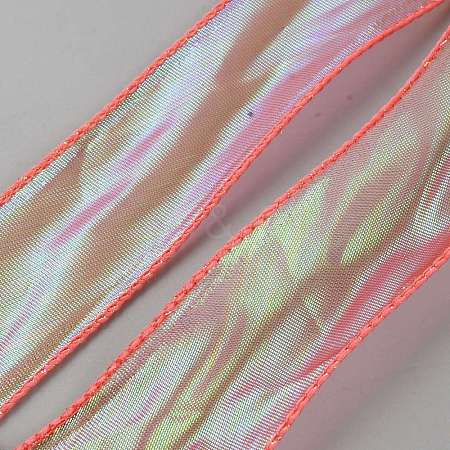 Rainbow Iridescent Laser Polyester Ribbon OCOR-WH0086-78H-1