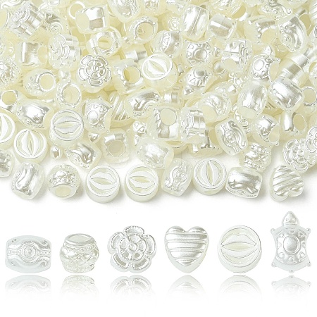 300Pcs 6 Styles Plastic Imitation Pearl Beads OACR-CJ0002-46-1
