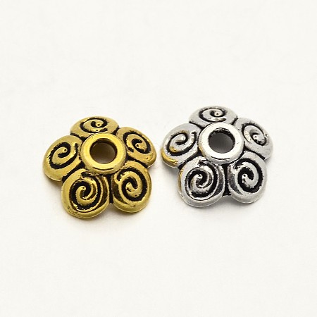 Tibetan Style 5-Petal Zinc Alloy Bead Caps PALLOY-N0111-06-1