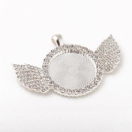Alloy Pendant Cabochon Setting ALRI-WH0005-11S-1