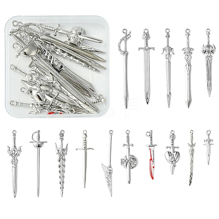 15Pcs 15 Styles Alloy Pendants FIND-YW0004-81-1