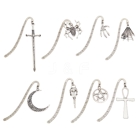 SUPERFINDINGS 1 Set Gothic Style Alloy Hook Bookmarks AJEW-FH0003-75-1