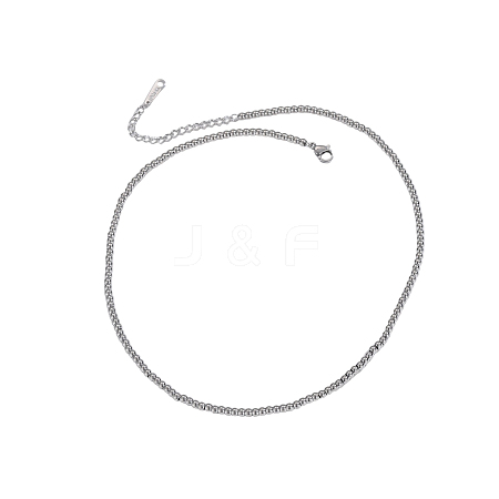 304 Stainless Steel Round Beaded Necklaces STAS-OY015-49P-1