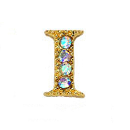 Alloy Gold Rhinetone Letters Nail Stud Cabochons MRMJ-S047-023I-1