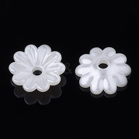 10-Petal ABS Plastic Imitation Pearl Bead Caps OACR-S020-23-1