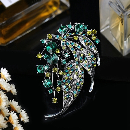 Hollow Leaf Alloy Rhinestone Brooch PW-WGF959B-01-1