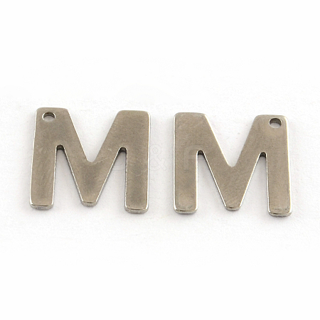 Tarnish Resistant 201 Stainless Steel Letter Charms STAS-S036-13-1