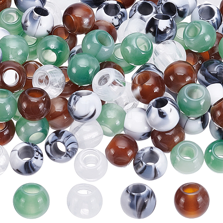 120Pcs 4 Colors Acrylic European Beads OACR-SP0002-26-1
