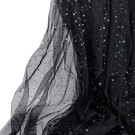 5 Yards Star Moon Polyester Mesh Fabric DIY-WH0899-684A-1