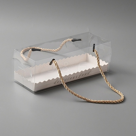 Portable Transparent Plastic Swiss Cake Roll Sandwich Holder Box CON-WH0095-13A-1