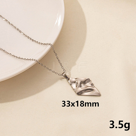 Stainless Steel Rhombus Pendant Necklaces FU8631-5-1