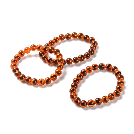 Unisex Natural Sugar Heart Agate Beaded Stretch Bracelets LS-BJEW-K097-01A-03-1