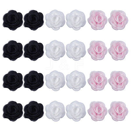 Gorgecraft 30Pcs 3 Styles 3D Rose Flower Polyester Computerized Embroidered Ornament Accessories FIND-GF0006-03A-1