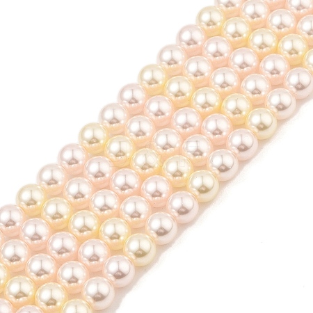 Baking Painted Pearlized Glass Pearl Round Bead Strands PEAR-H019-02C-07-1