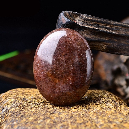 Natural Strawberry Quartz Oval Palm Stone Massager PW-WG63539-07-1