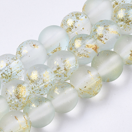 Frosted Spray Painted Glass Beads Strands GLAA-N035-03B-C09-1