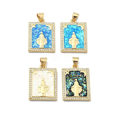 Brass Micro Pave Clear Cubic Zirconia Pendants KK-A221-20G-1