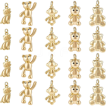 BENECREAT 20Pcs 5 Style Brass Pendants KK-BC0008-08-1