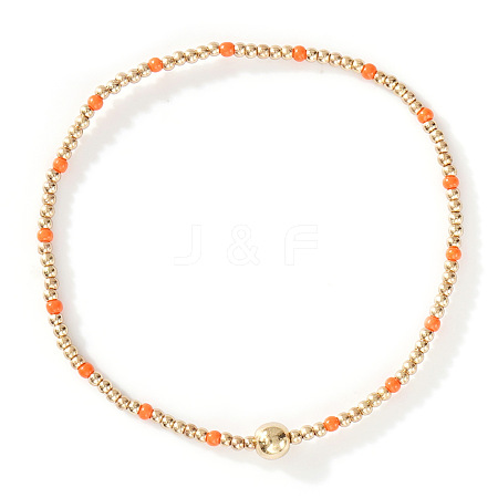 Glass Seed Beads & CCB Beads Stretch Bracelets TB4137-42-1