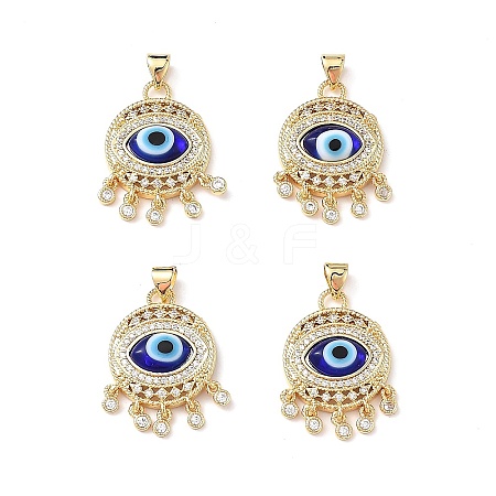 Lampwork Evil Eye Pendants with Colorful Cubic Zirconia ZIRC-L102-14G-03-1