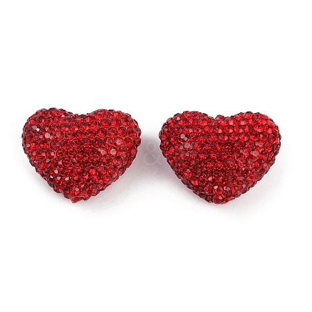 Heart Shaped Polymer Clay Rhinestone Beads CLAY-NH0002-02D-1