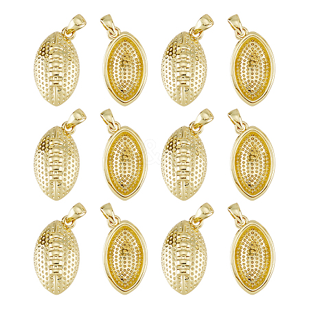 12Pcs Rugby Rack Plating Brass Pendants KK-HS0002-05-1