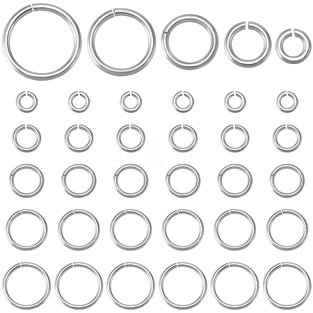 Beebeecraft 50Pcs 5 Styles 925 Sterling Silver Open Jump Rings STER-BBC0006-19-1