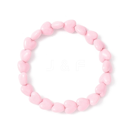 Heart Acrylic Stretch Bracelets BJEW-JB12640-1