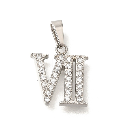 Ion Plating(IP) 304 Stainless Steel Micro Pave Cubic Zirconia Pendants STAS-H228-02P-07-1