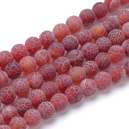 Natural & Dyed Crackle Agate Bead Strands X-G-T056-10mm-05-1