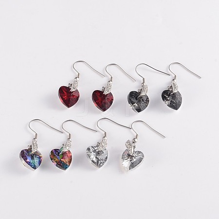 Heart 304 Stainless Steel Glass Dangle Earrings EJEW-JE01977-1