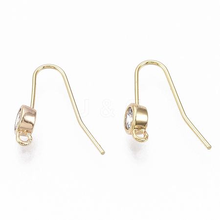 Brass Micro Cubic Zirconia Earring Hooks X-KK-N231-05-NF-1