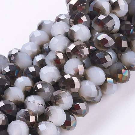 Electroplate Glass Faceted Rondelle Beads Strands EGLA-D020-8x5mm-04-1