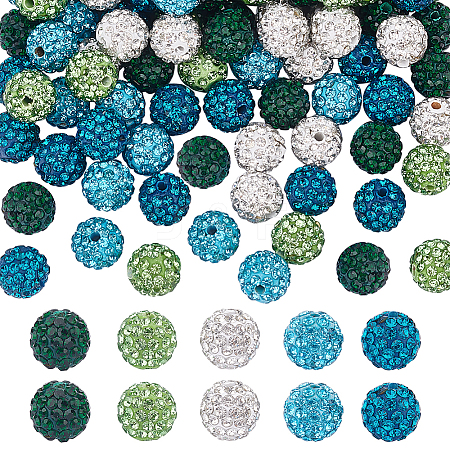 Olycraft 100Pcs 5 Colors Polymer Clay Pave Rhinestone Beads RB-OC0001-10B-1