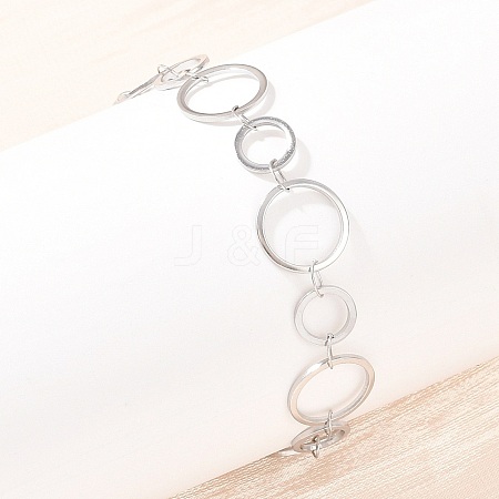 304 Stainless Steel Link Chain Bracelets for Women BJEW-P373-03A-P-1