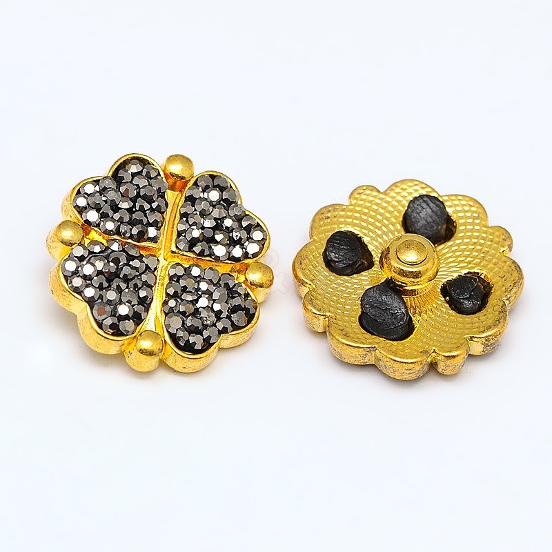 Wholesale Eco-Friendly Alloy Rhinestone Clover Jewelry Snap Buttons ...