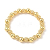Brass Round Beaded Stretch Bracelets for Women BJEW-B148-04B-G-4