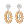 Cross Oval Glass Seed Bead Woven Stud Earrings EJEW-MZ00595-02-2
