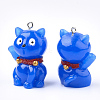 Resin Lucky Kitten Pendants RESI-T021-02-3